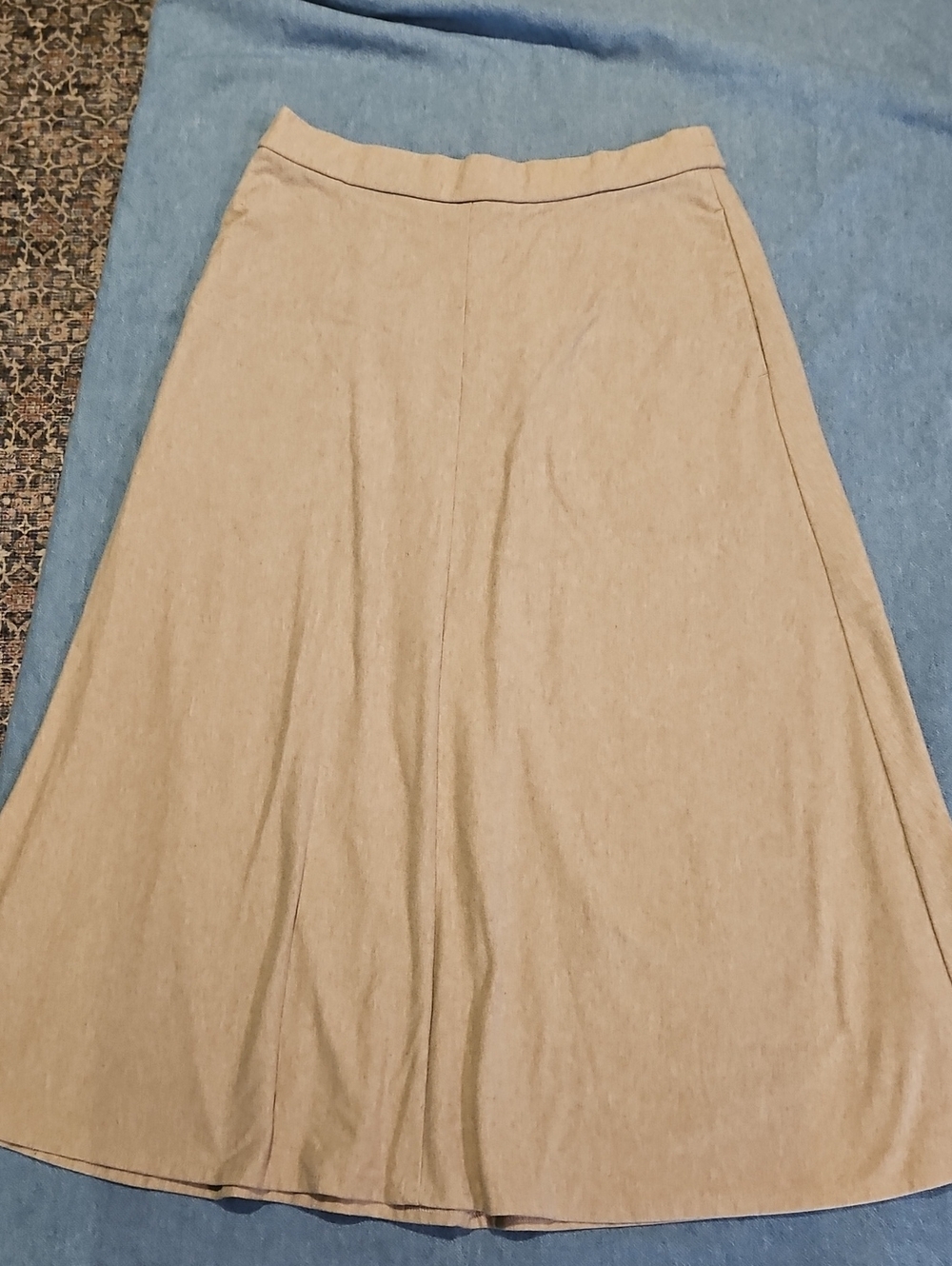 Vintage Beige A-Line Midi Skirt 0204